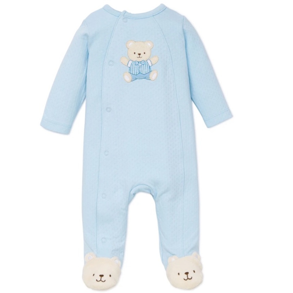 Little Me Bear Light Blue Footed One Piece Size 6 Months